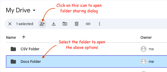 sharing icon for a folder